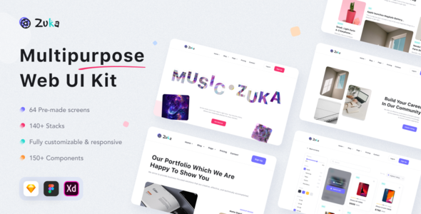 Zuka - Multipurpose  Web UI Kit for Sketch product preview