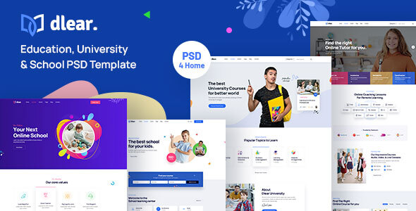 Dlear - Education, University & School PSD Template listing image
