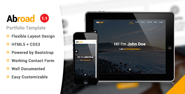 Abroad - Personal Portfolio Template product preview