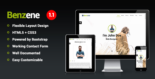 Benzene - Personal Portfolio Template product preview