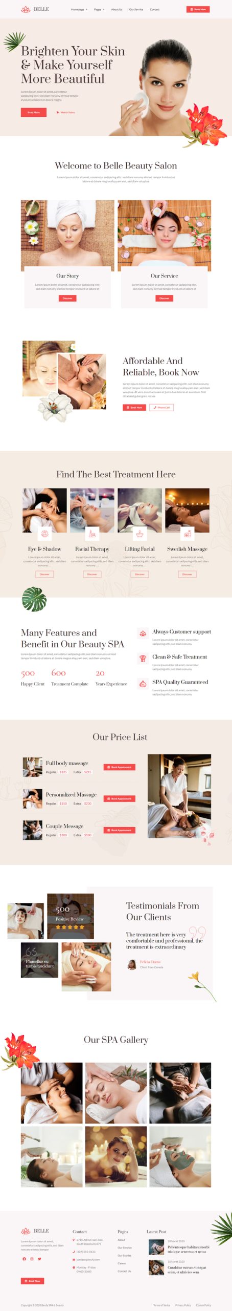 Belle - Spa Massage & Wellness Elementor Template Kit