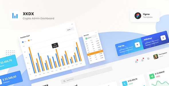 XKDX - Clean Crypto Admin Dashboard Template Figma product preview