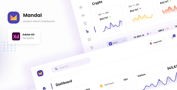 Mandal - Clean Modern Admin Dashboard Template Adobe XD