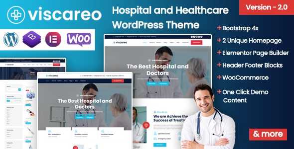 Viscareo - Hospital and Healthcare WordPress Theme listing image