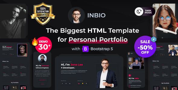 InBio - Personal Portfolio HTML Template product preview
