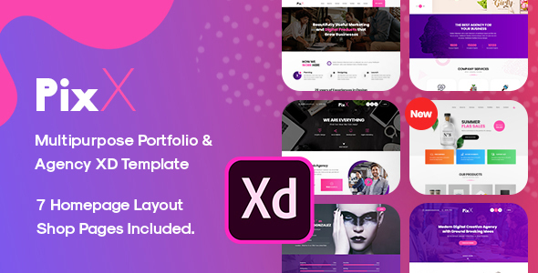 Preview image for PixX — Multipurpose Portfolio & Agency Adobe XD Template