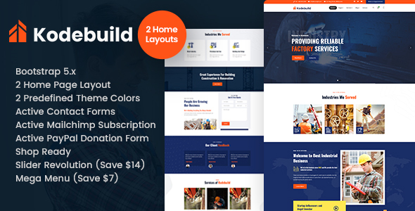 Kodebuild - Factory Industry HTML Template