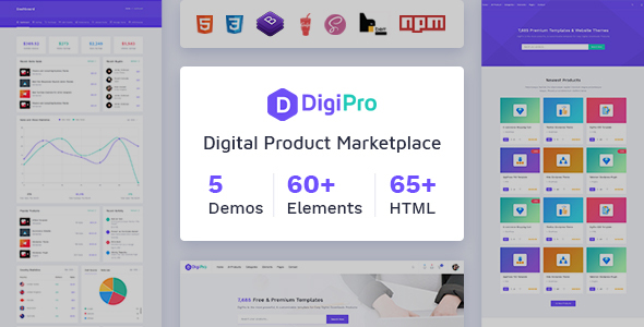 Preview image for DigiPro - Digital Marketplace HTML Template with Dashboard