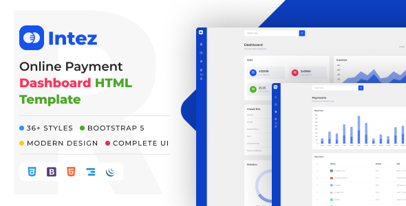 Product preview supplied for Intez - Bootstrap Online Payment Dashboard HTML Template