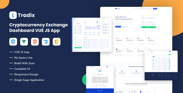 Product preview supplied for Tradix - Cryptocurrency Exchange Vuejs App