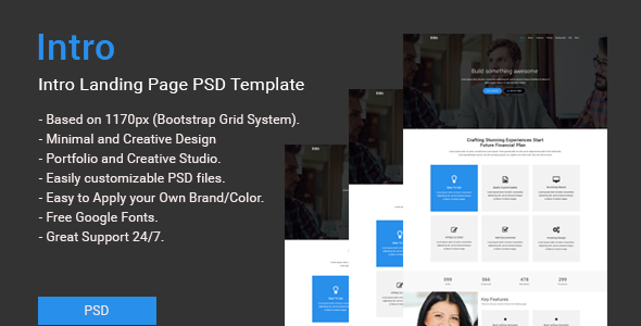 Intro Landing Page PSD Template