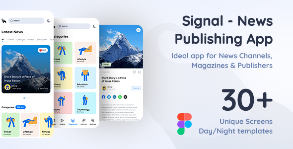 Product preview supplied for Signal | News Publishing App Figma Template