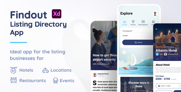 Findout - Listing Directory App Xd Template product preview