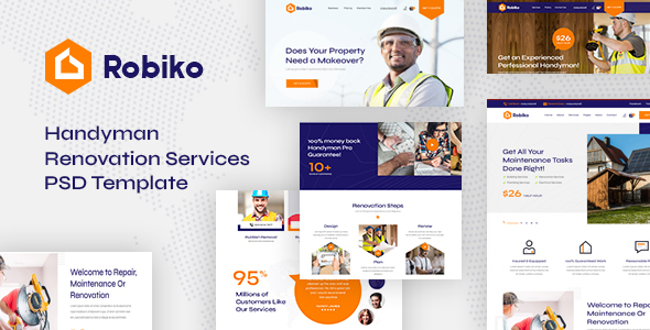 Robiko - Handyman Renovation Services PSD Template