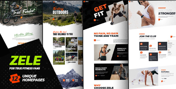 Product preview supplied for Zele - Fitness & Sports WordPress Theme