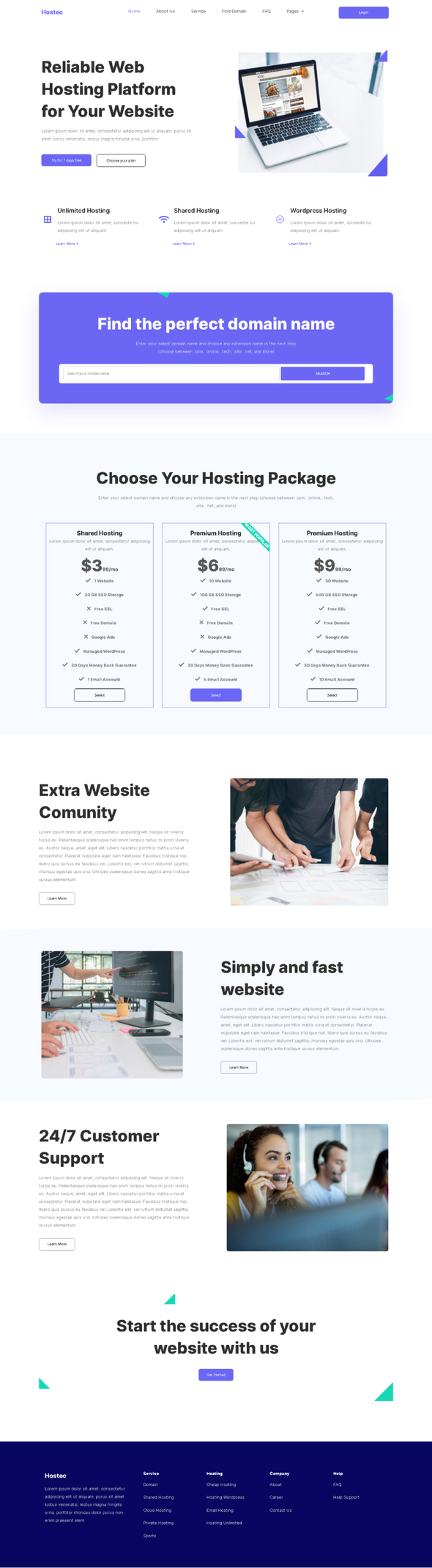 Hostec - Hosting Service Elementor Template Kit