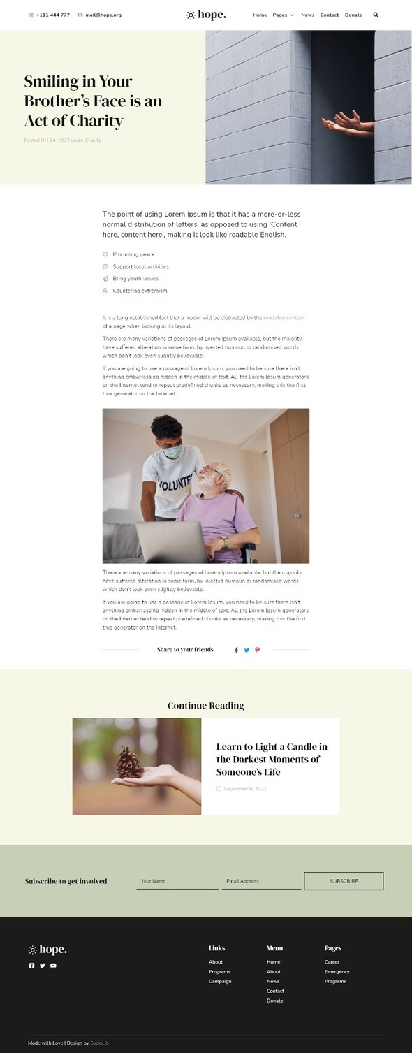 Hope - Non-Profit Elementor Template Kit listing image