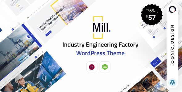 Product preview supplied for Mill - Industrial, Factory & Manufacturing WordPress Theme