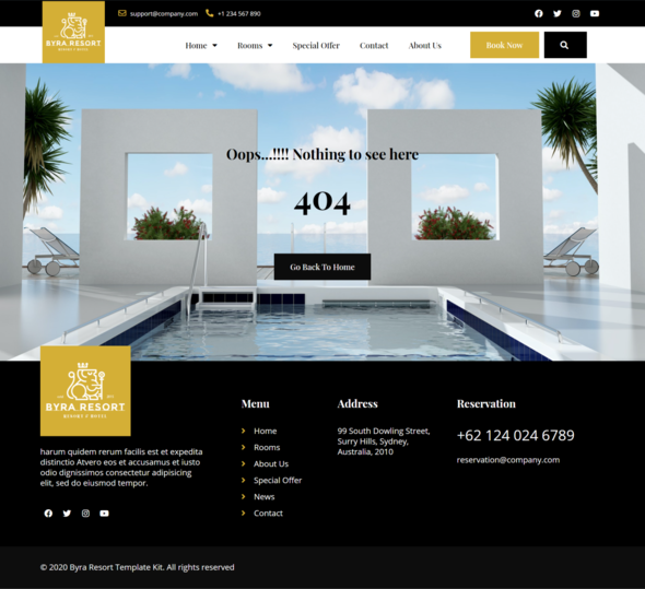 Byra - Hotel & Resort Elementor  Template Kit