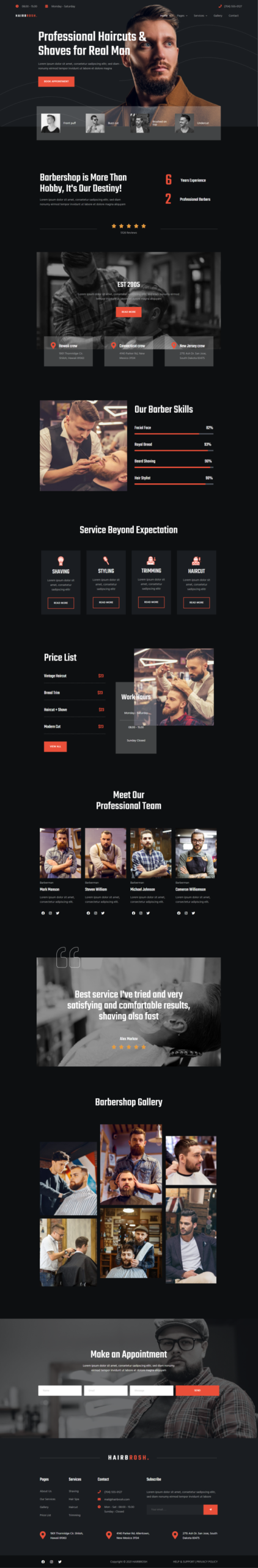 Hairbrosh - Barbershop & Hair Salon Elementor Template Kit