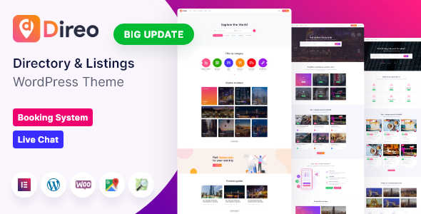 Product preview supplied for Direo - Directory & Listing WordPress Theme