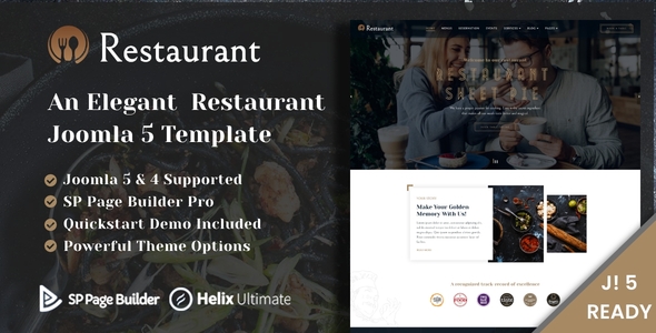Product preview supplied for Restaurant Joomla 5 Template for Food & Cafe Business