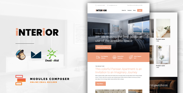 Interior - E-Commerce Responsive Furniture and Interior design Email product preview