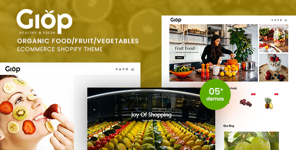 Product preview supplied for Giop - Organic Food/Fruit/Vegetables eCommerce Shopify Theme