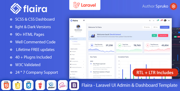Flaira - Laravel UI Dashboard template listing image
