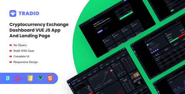 Product preview supplied for Tradio - Cryptocurrency Exchange Vue App Dashboard