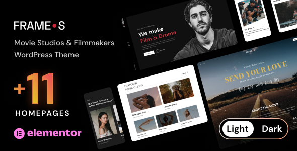 Product preview supplied for Frames - Movie Studios & Filmmakers WordPress theme