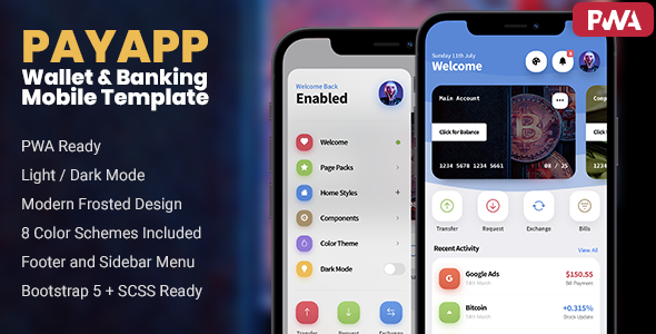 Preview image for PayApp - Wallet & Banking PWA Mobile Template