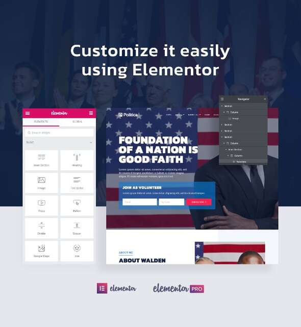 Politica - Politician & Public Servant Elementor Template Kit product preview