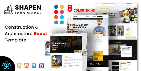 Product preview supplied for Shapen - Construction React Template