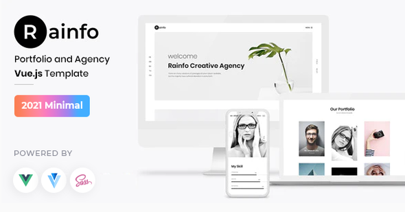Product preview supplied for Rainfo - Vue JS Minimal Agency and Portfolio Template