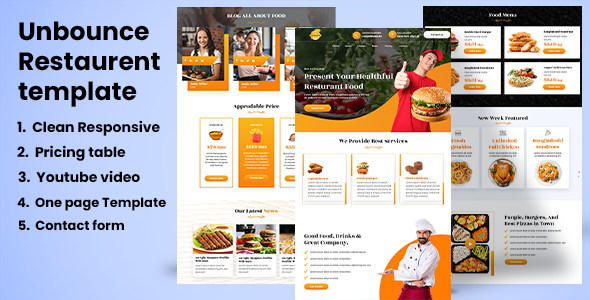 Product preview supplied for Restaurent Food Landing page