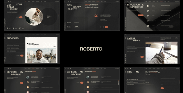 Preview image for Roberto. - Onepage Horizontal Personal CV/Resume HTML Template