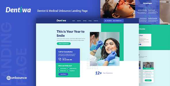 Dentiwa — Dentist & Medical Unbounce Landing Page Template listing image