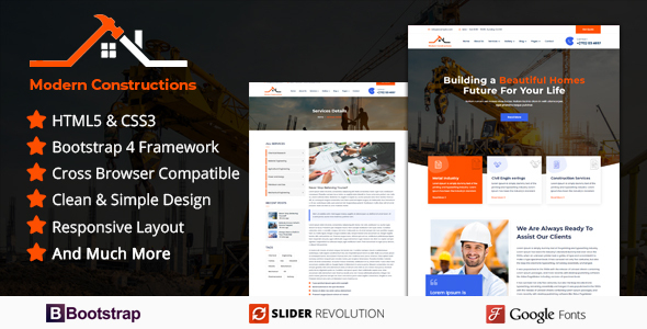 Product preview supplied for Modern Builder - Responsive HTML Template