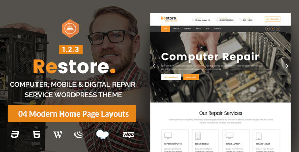 Preview image for Restore - Computer, Mobile & Digital Repair Service WordPress Theme
