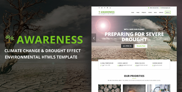 Preview image for Awareness - Environmental Protection & Non-Profit HTML5 Template