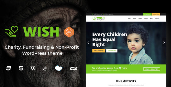 Product preview supplied for Wish - Charity WordPress Theme