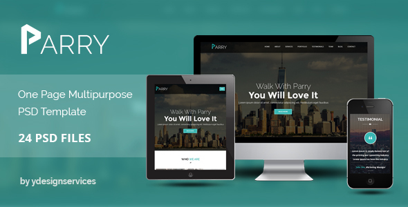 Preview image for Parry - One Page Premium PSD Template