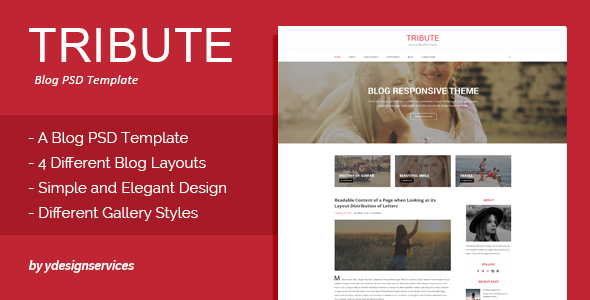 Preview image for Tribute - Blog PSD Template
