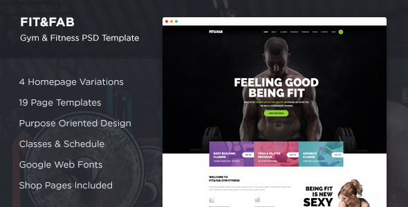 Fit & Fab - Gym and Fitness PSD Template