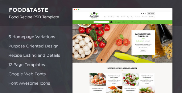 Food & Taste - Recipe PSD Template