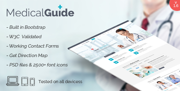 Product preview supplied for MedicalGuide - Responsive HTML Template