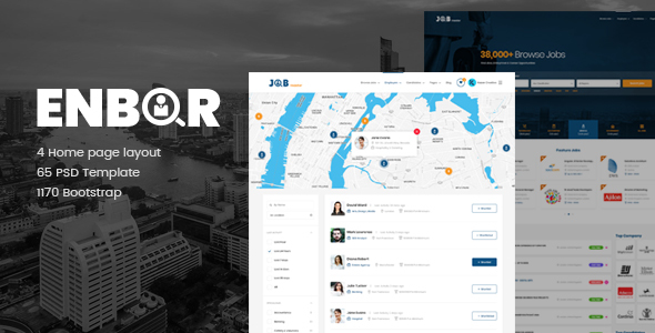 Product preview supplied for Enbor - Job Board PSD Template
