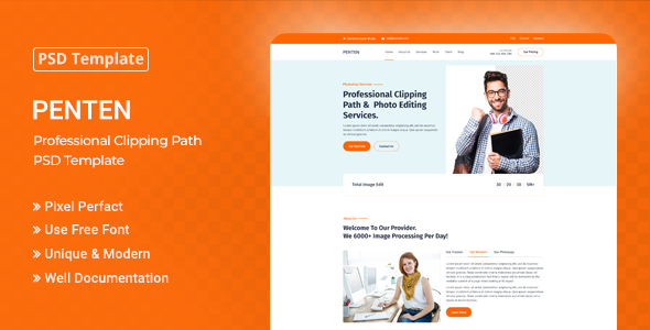 Penten - Professional Clipping Path PSD Template product preview