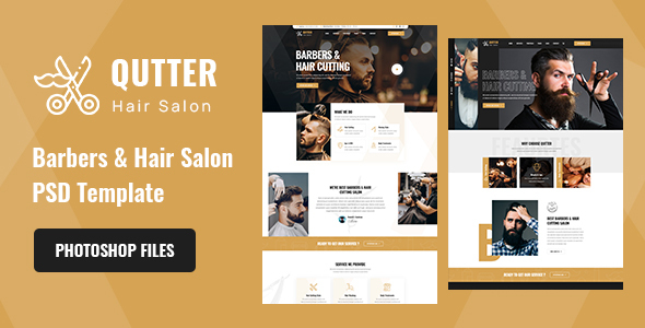 Qutter - Barbers & Hair Salons PSD Template